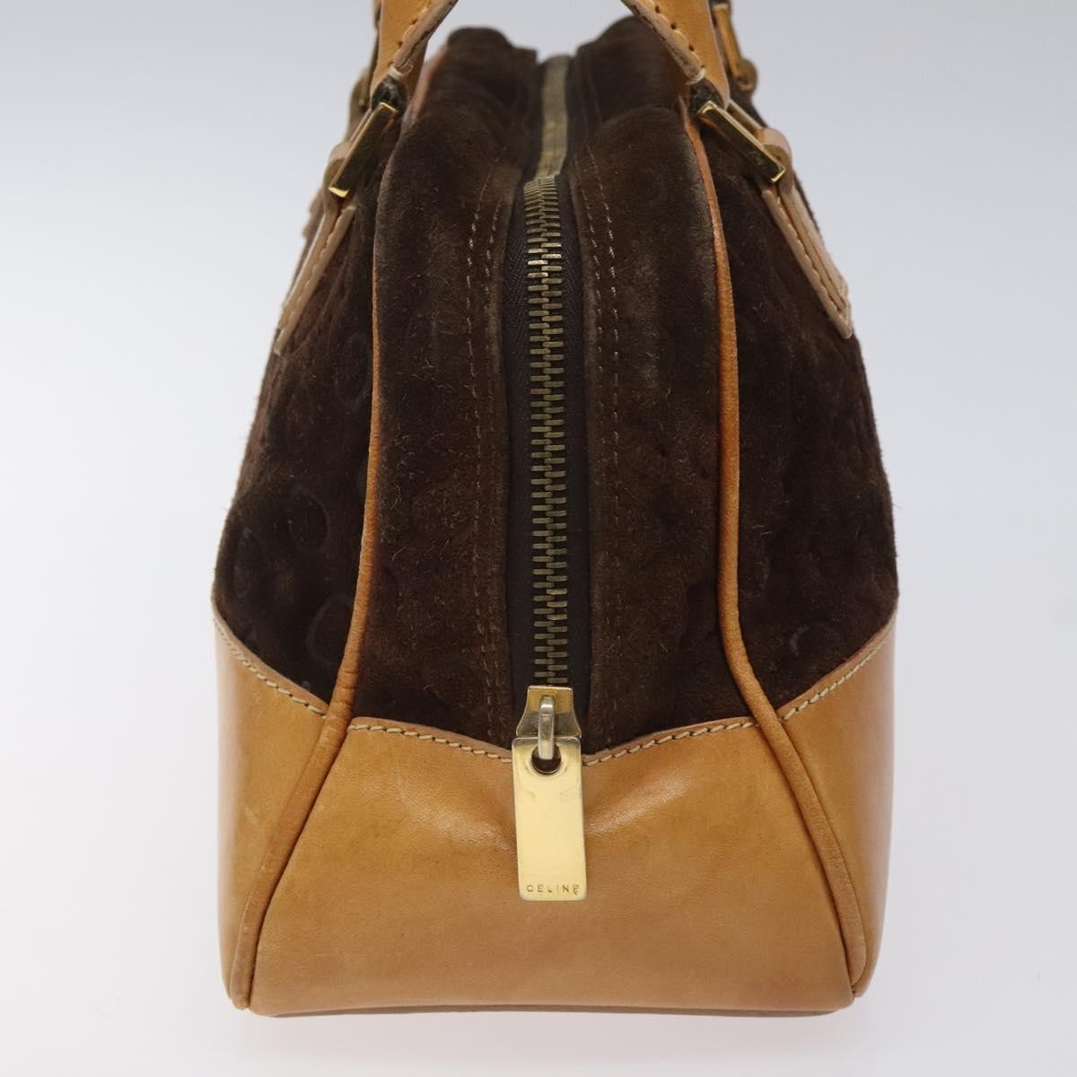Celine C Macadam Handbag Suede And Leather Brown Suede Handbag (Authentic Pre-Loved)