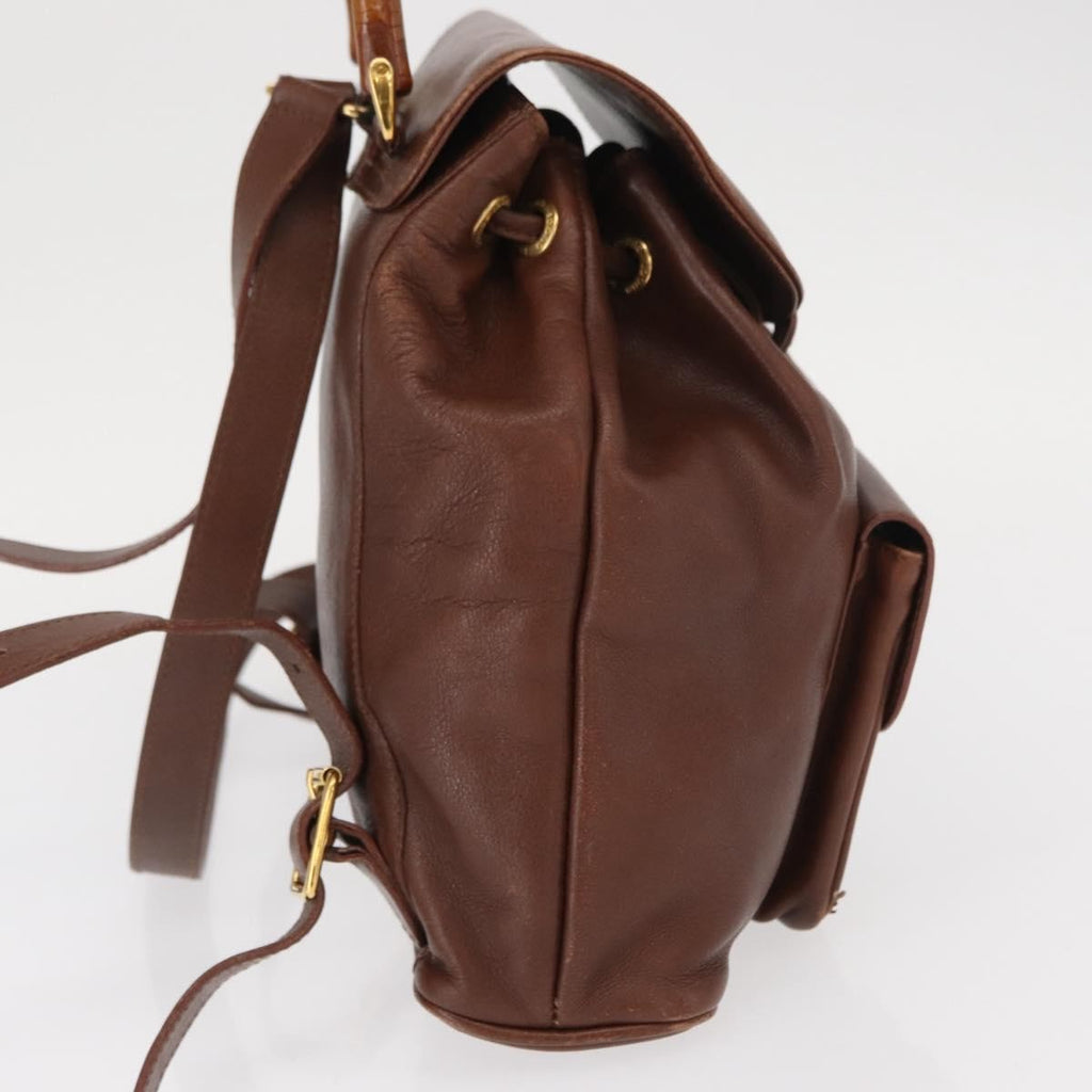 Gucci Vintage Bamboo Backpack Leather Brown Leather Backpack Bag (Authentic Pre-Loved)