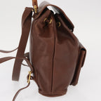 Gucci Vintage Bamboo Backpack Leather Brown Leather Backpack Bag (Authentic Pre-Loved)