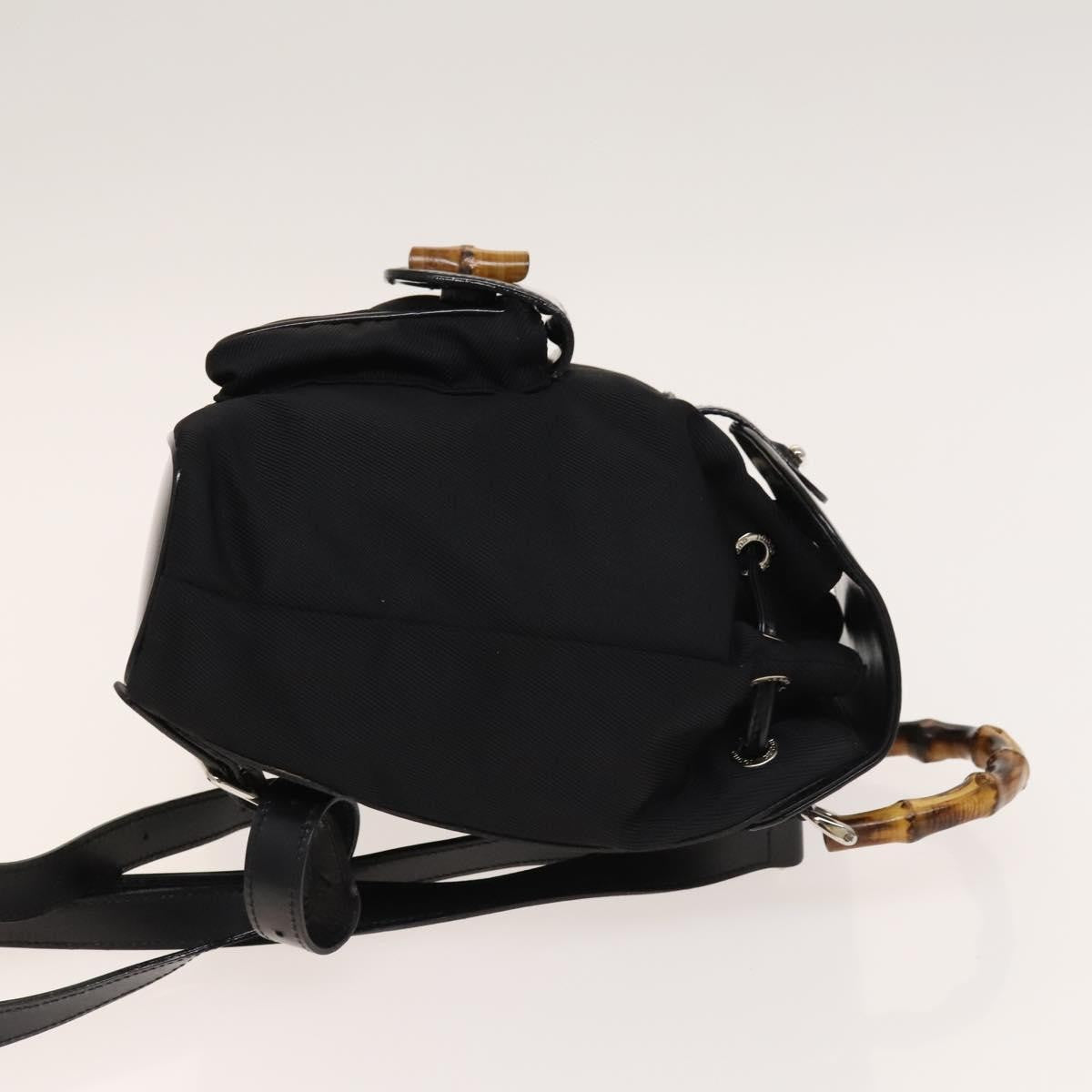 Gucci Vintage Bamboo Backpack Nylon And Patent Leather Black Nylon Backpack Bag (Authentic Pre-Loved)