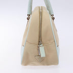 Prada Bauletto Bag Canvas With Leather Beige Canvas Bag (Authentic Pre-Loved)