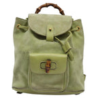 Gucci Gucci Bamboo Backpack Daim Green Suede Backpack Bag (Authentic Pre-Loved)