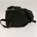 Prada Vela Double Front Pocket Backpack Tessuto With Saffiano Leather Khaki Nylon Backpack Bag (Authentic Pre-Loved)
