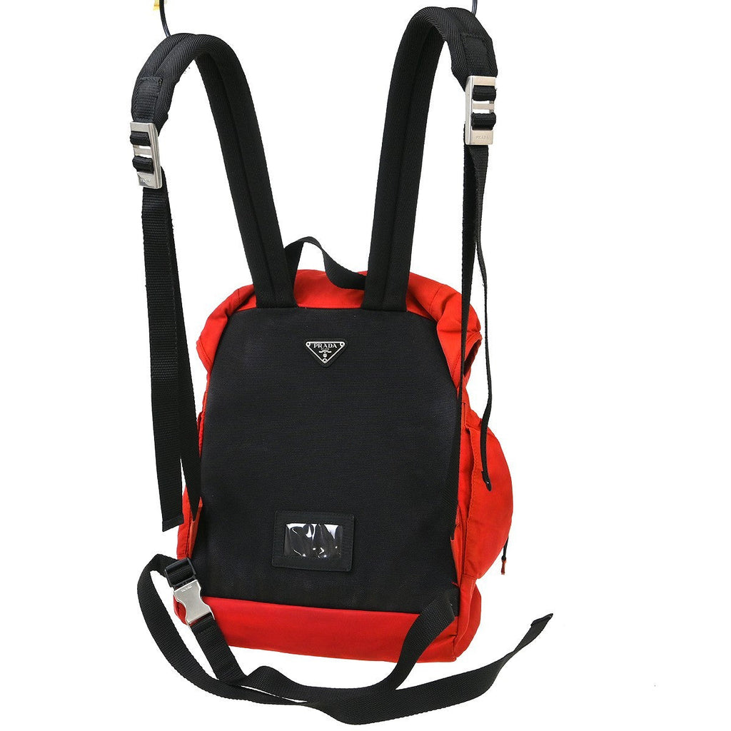 Prada Double Buckle Backpack Tessuto Red Nylon Backpack Bag (Pre-Loved)