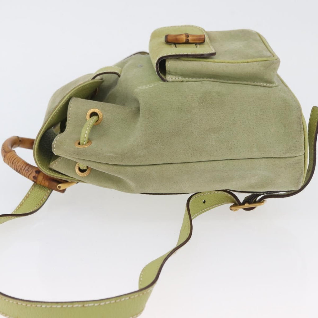 Gucci Gucci Bamboo Backpack Daim Green Suede Backpack Bag (Authentic Pre-Loved)