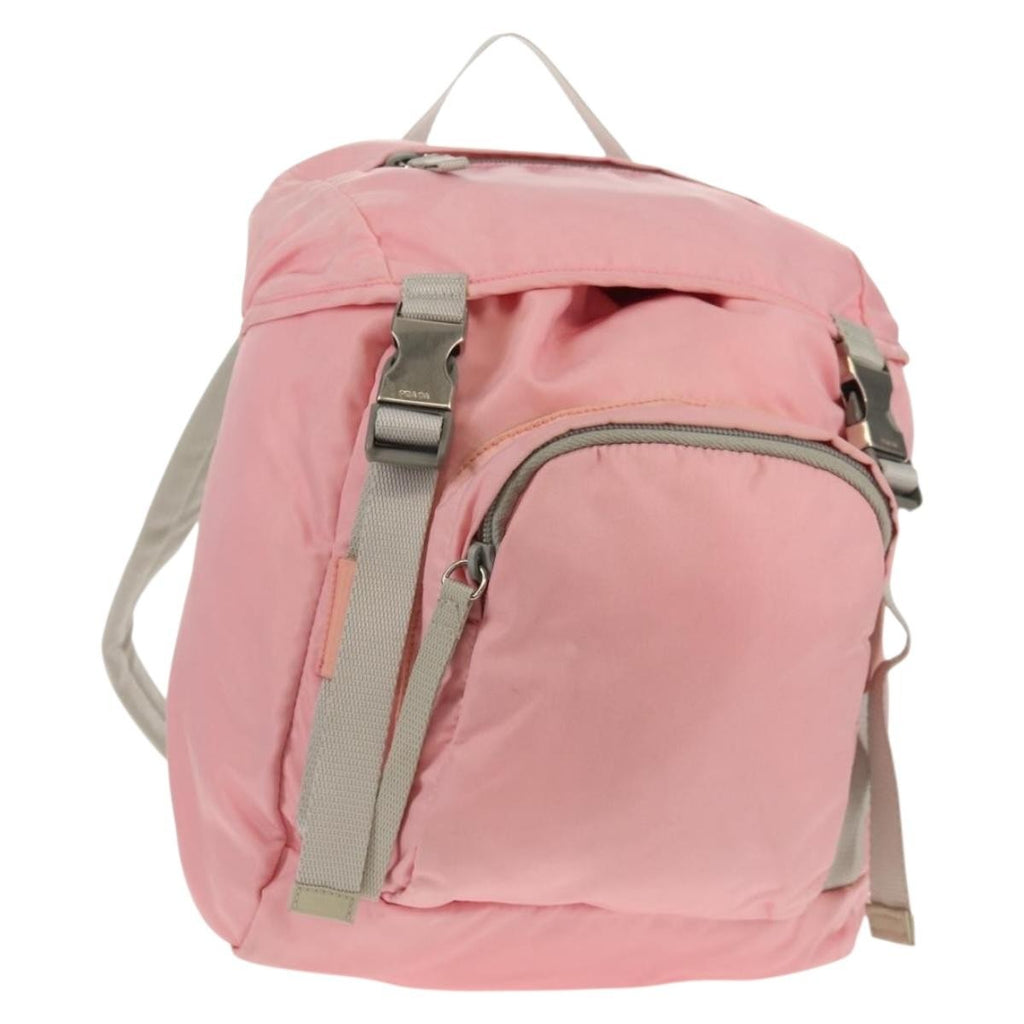 Prada Double Buckle Backpack Tessuto Pink Nylon Backpack Bag (Authentic Pre-Loved)