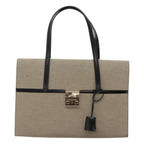 Gucci Lady Lock Handbag Canvas Beige Canvas Handbag (Authentic Pre-Loved)