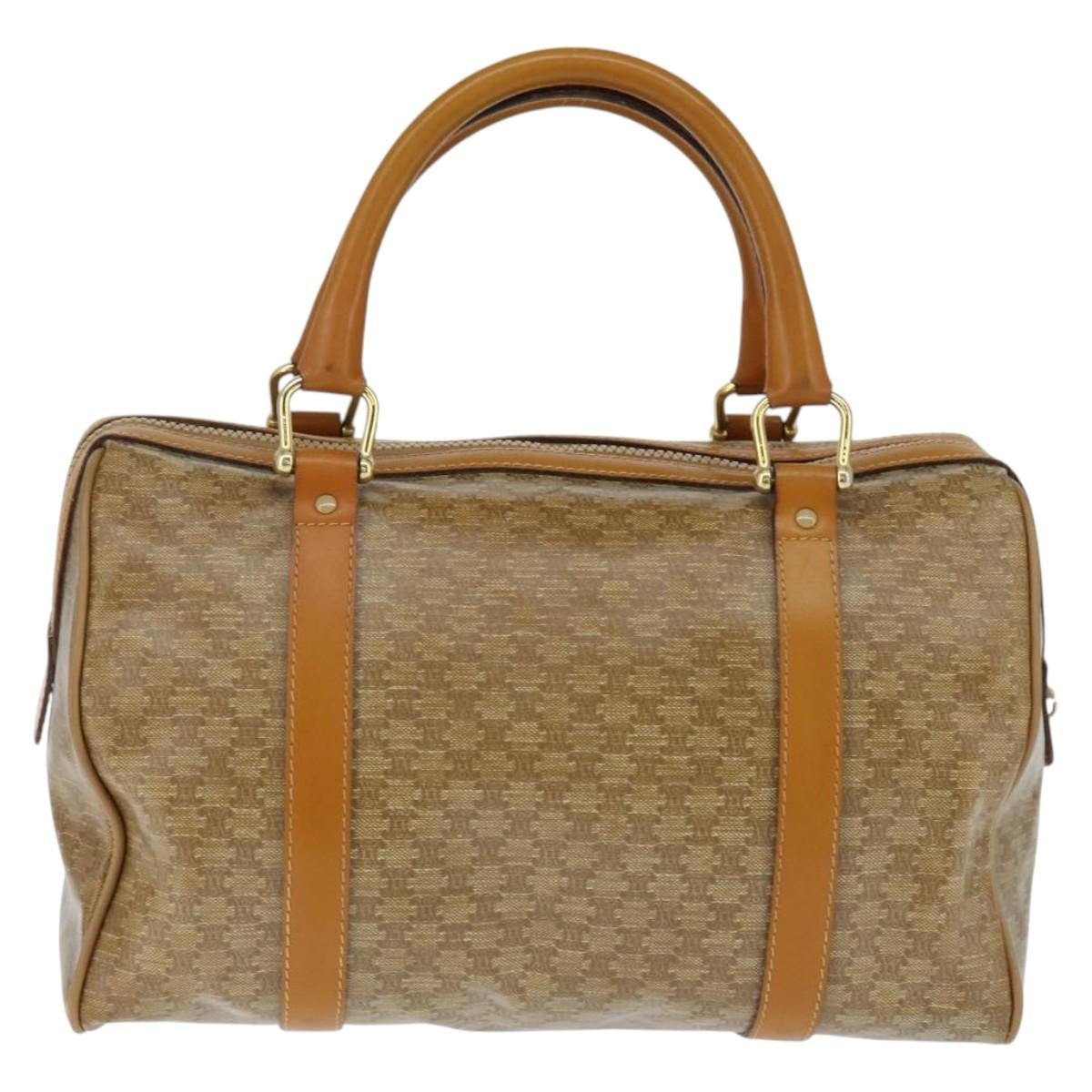 Celine Vintage Duffle Bag Macadam Coated Canvas Beige Canvas Handbag (Authentic Pre-Loved)