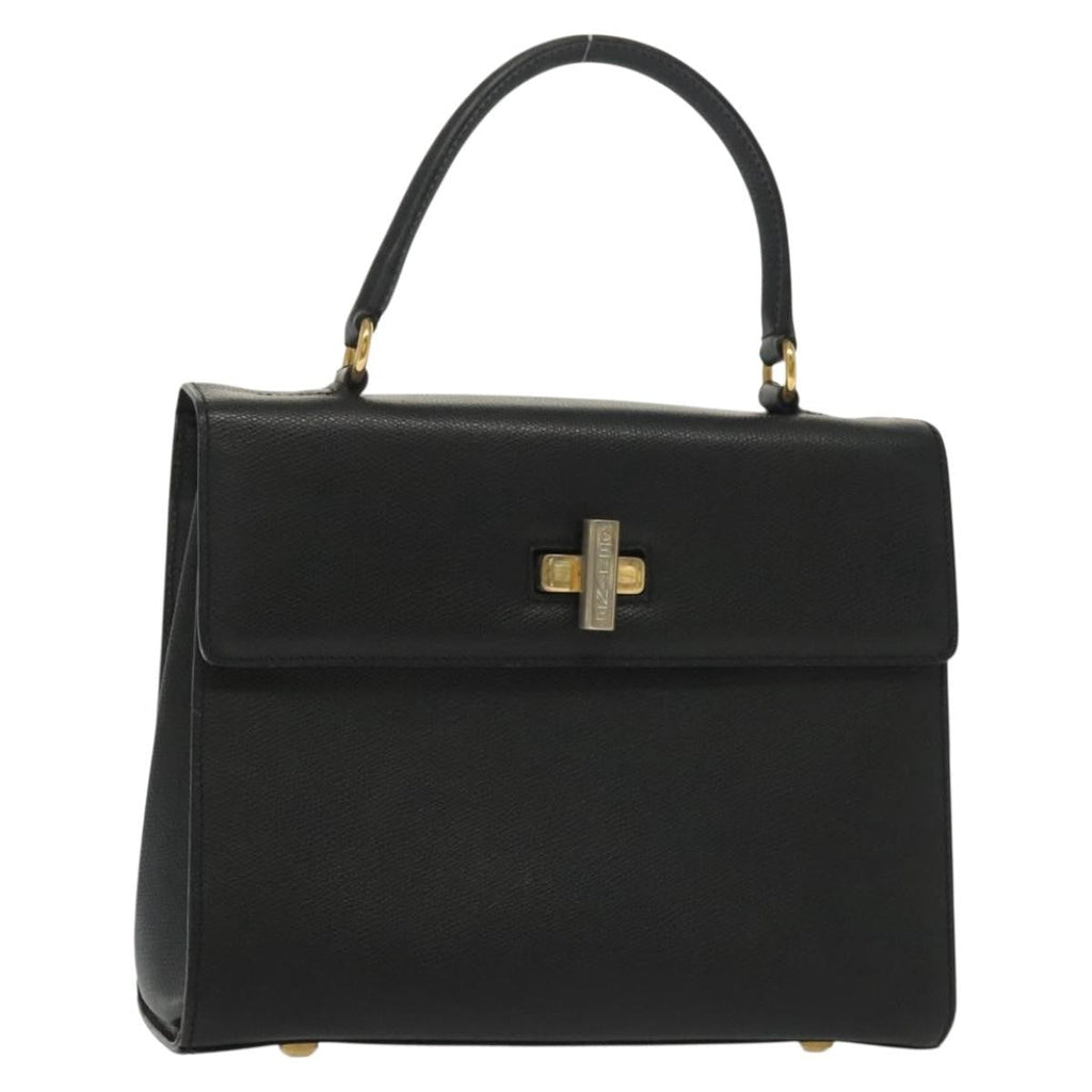 Celine Vintage Convertible Turnlock Top Handle Bag Leather Black Leather Bag (Authentic Pre-Loved)