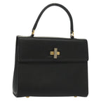 Celine Vintage Convertible Turnlock Top Handle Bag Leather Black Leather Bag (Authentic Pre-Loved)