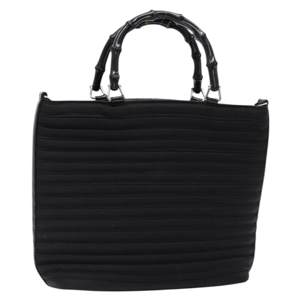 Gucci Vintage Bamboo Handle Bag Nylon Black Nylon Handbag (Authentic Pre-Loved)