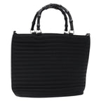 Gucci Vintage Bamboo Handle Bag Nylon Black Nylon Handbag (Authentic Pre-Loved)