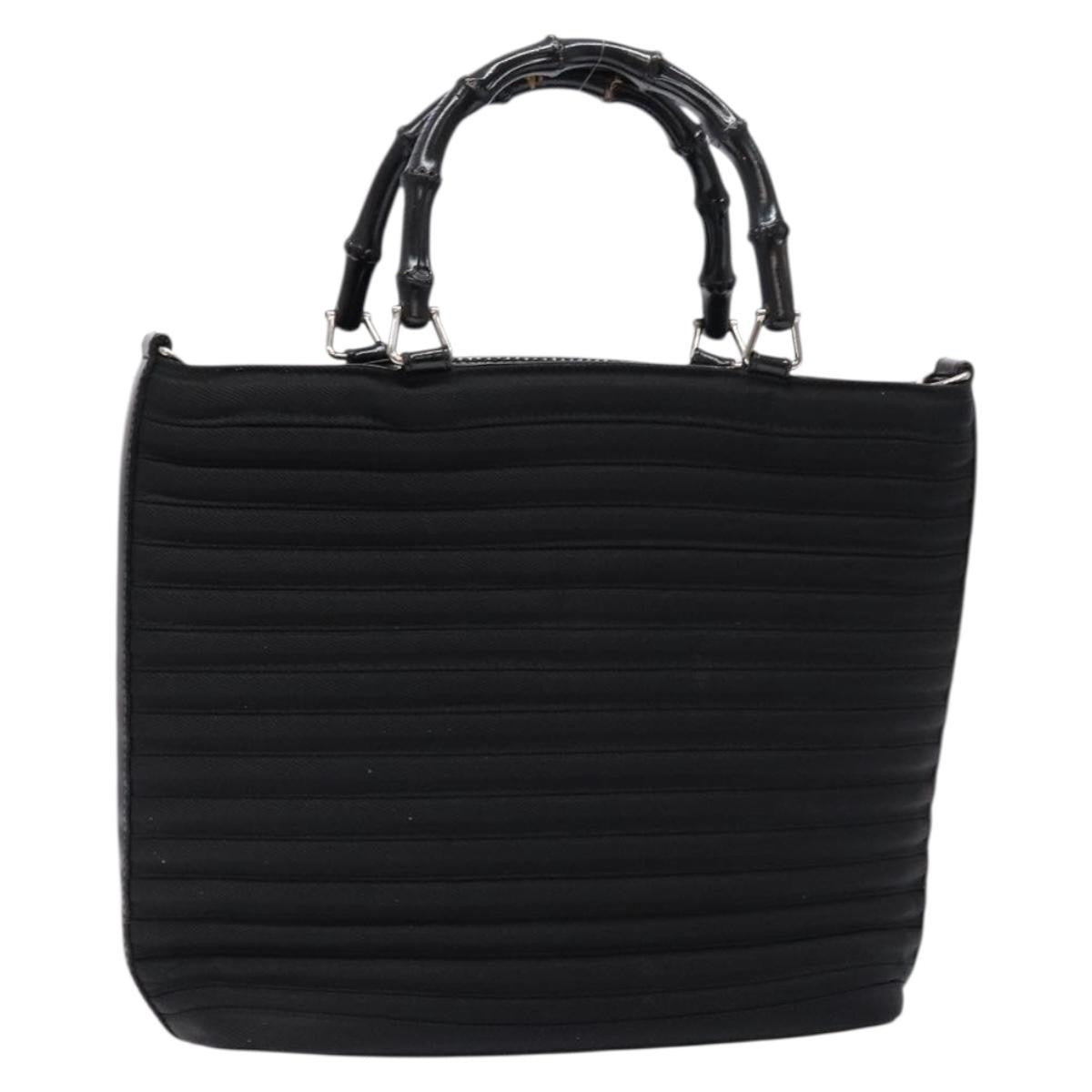 Gucci Vintage Bamboo Handle Bag Nylon Black Nylon Handbag (Authentic Pre-Loved)