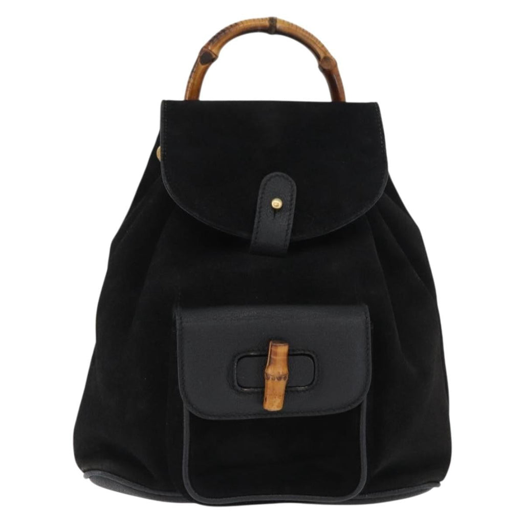 Gucci Gucci Bamboo Backpack Daim Black Suede Backpack Bag (Authentic Pre-Loved)