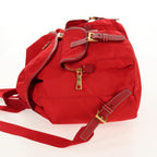 Prada Vela Double Front Pocket Backpack Tessuto With Saffiano Leather Red Nylon Backpack Bag (Authentic Pre-Loved)