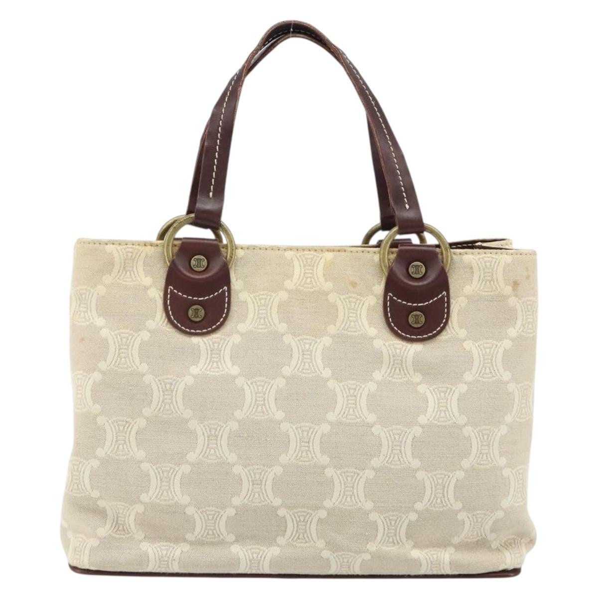 Celine Vintage Macadam Handbag Canvas And Leather Beige Canvas Handbag (Authentic Pre-Loved)