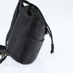 Fendi Logo Flap Drawstring Backpack Leather Black Leather Backpack Bag (Authentic Pre-Loved)