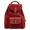 Gucci Gucci Bamboo Backpack Daim Red Suede Backpack Bag (Authentic Pre-Loved)