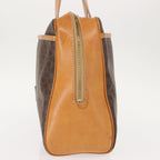 Celine Vintage Macadam Handbag Canvas And Leather Brown Canvas Handbag (Authentic Pre-Loved)