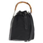 Gucci Vintage Bamboo Bucket Bag Nylon And Leather Black Nylon Bag (Authentic Pre-Loved)