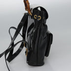 Gucci Vintage Bamboo Backpack Patent Black Patent_Leather Backpack Bag (Authentic Pre-Loved)