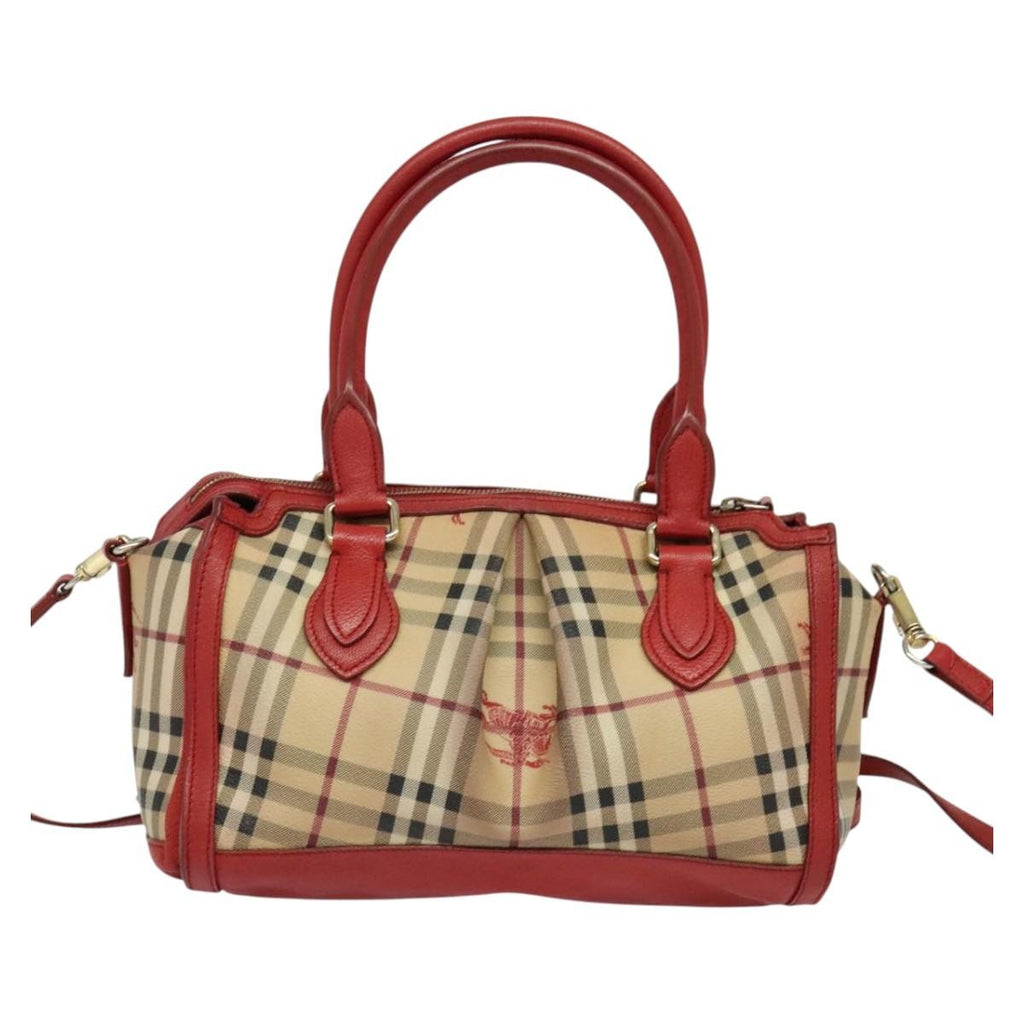 Burberry Pilgrim Satchel Haymarket Coated Canvas Beige Canvas Handbag (Authentic Pre-Loved)