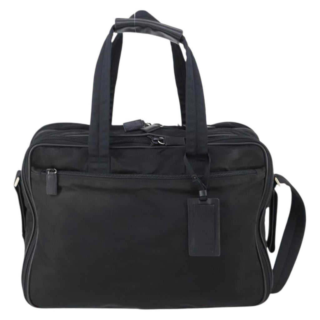 Prada Porta Computer Briefcase Tessuto And Saffiano Leather Black Nylon Briefcase Bag (Authentic Pre-Loved)