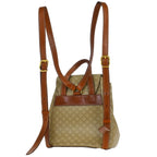 Celine Vintage Macadam Backpack Canvas And Leather Beige Canvas Backpack Bag (Authentic Pre-Loved)