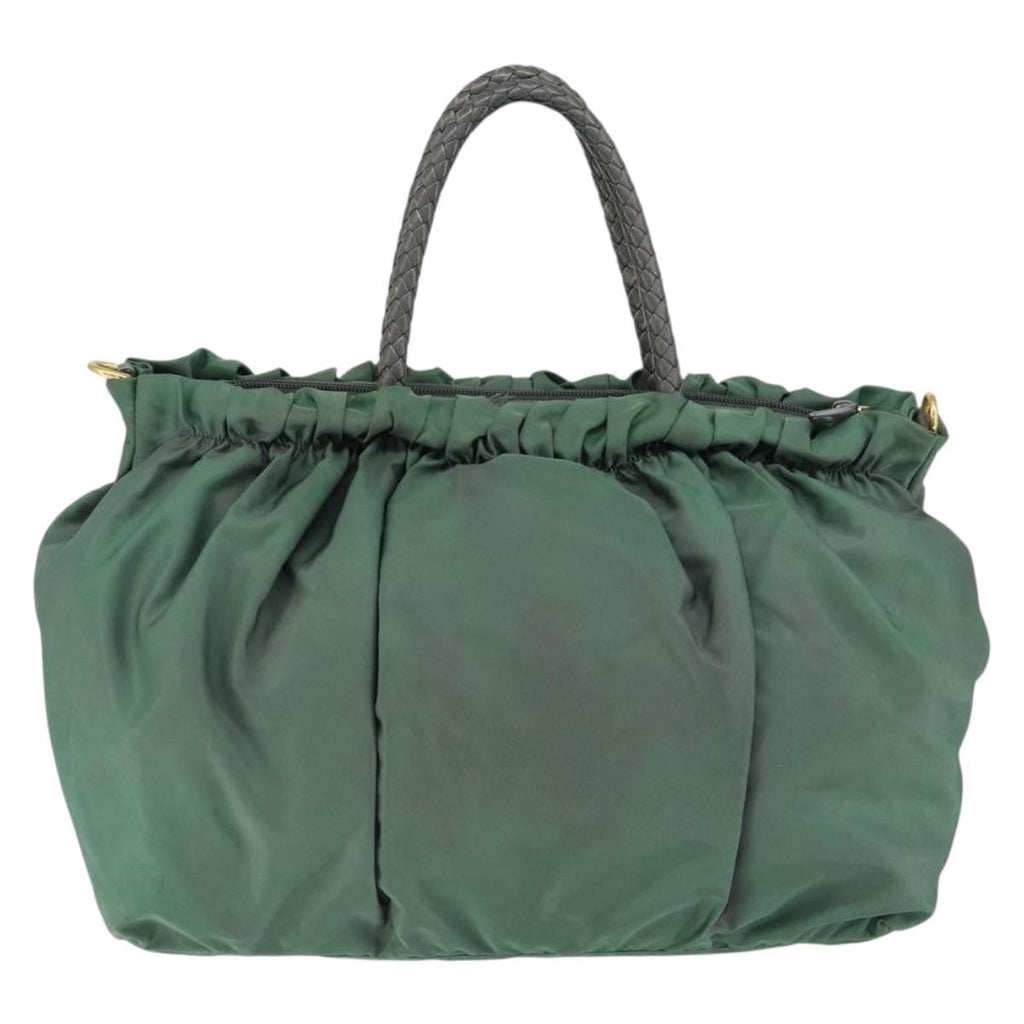 Prada Convertible Bow Tote Tessuto Green Nylon Handbag (Authentic Pre-Loved)