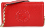 Gucci Soho Red GG Crossbody Wallet Leather Handbag Shoulder Purse Bag Italy NEW