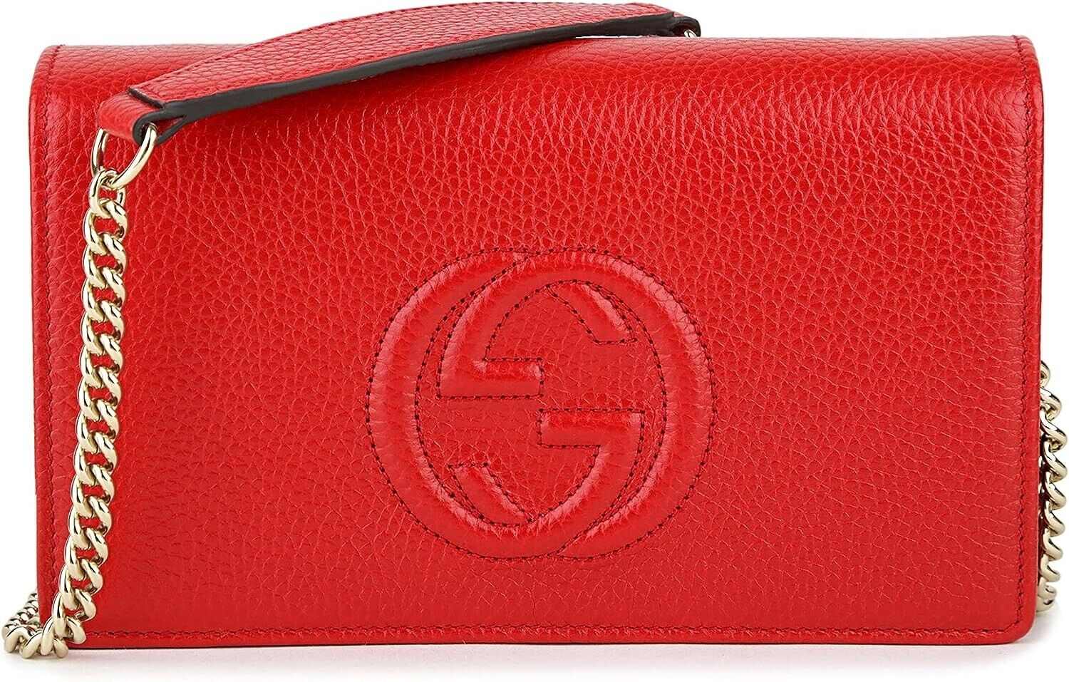 Gucci Soho Red GG Crossbody Wallet Leather Handbag Shoulder Purse Bag Italy NEW