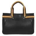 Gucci Web Handbag Leather Wih Canvas Black Leather Handbag (Authentic Pre-Loved)