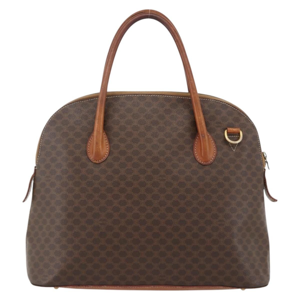 Celine Macadam Handbag Macadam With Leather Brown Canvas Handbag (Authentic Pre-Loved)