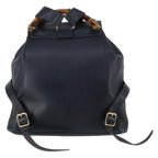 Gucci Vintage Bamboo Backpack Leather Navy Leather Backpack Bag (Authentic Pre-Loved)