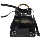 Gucci Vintage Bamboo Backpack Nylon And Patent Leather Black Nylon Backpack Bag (Authentic Pre-Loved)