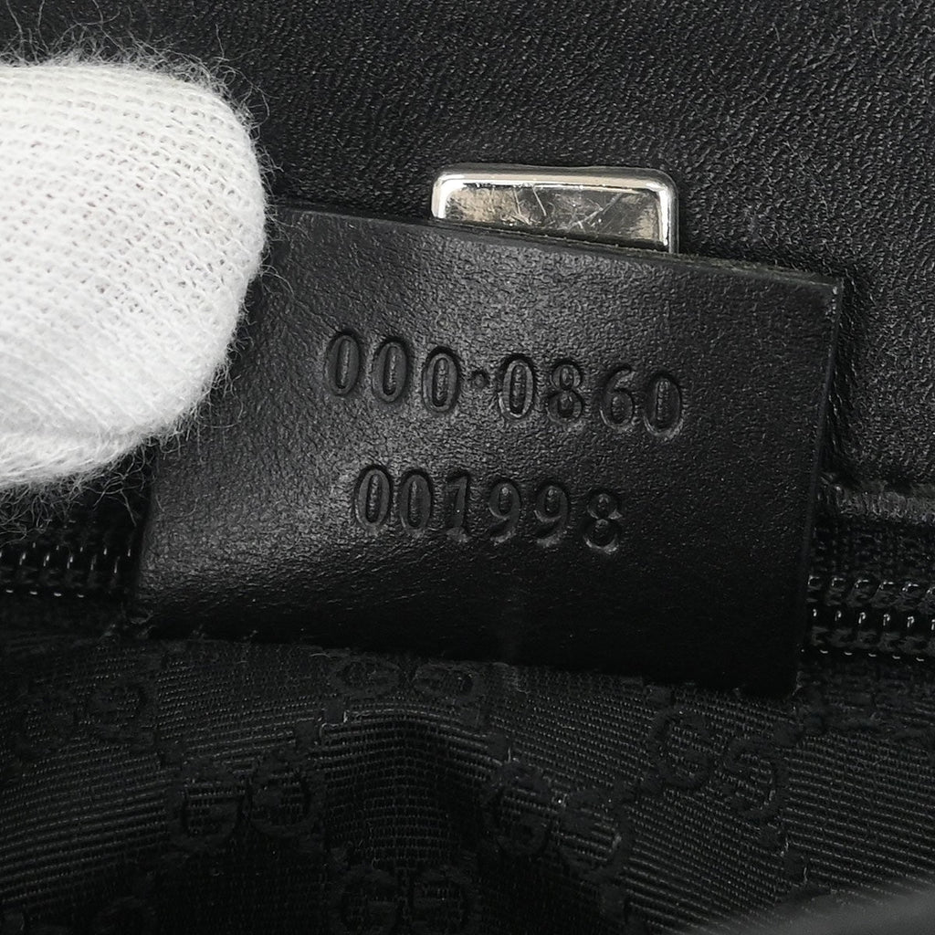 Gucci Web Handbag Leather Wih Canvas Black Leather Handbag (Authentic Pre-Loved)