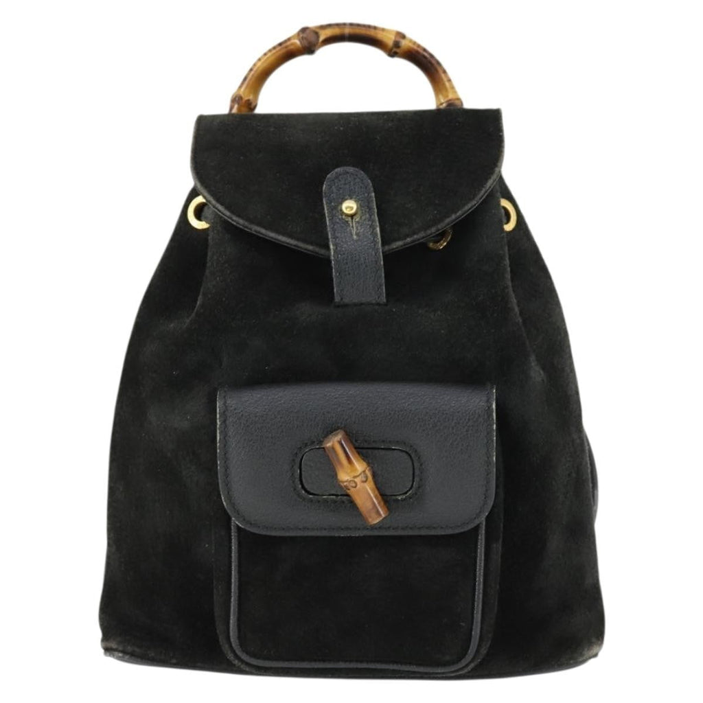 Gucci Gucci Bamboo Backpack Daim Black Suede Backpack Bag (Authentic Pre-Loved)