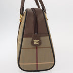 Burberry Nova Check Boston Bag Canvas Beige Canvas Handbag (Authentic Pre-Loved)