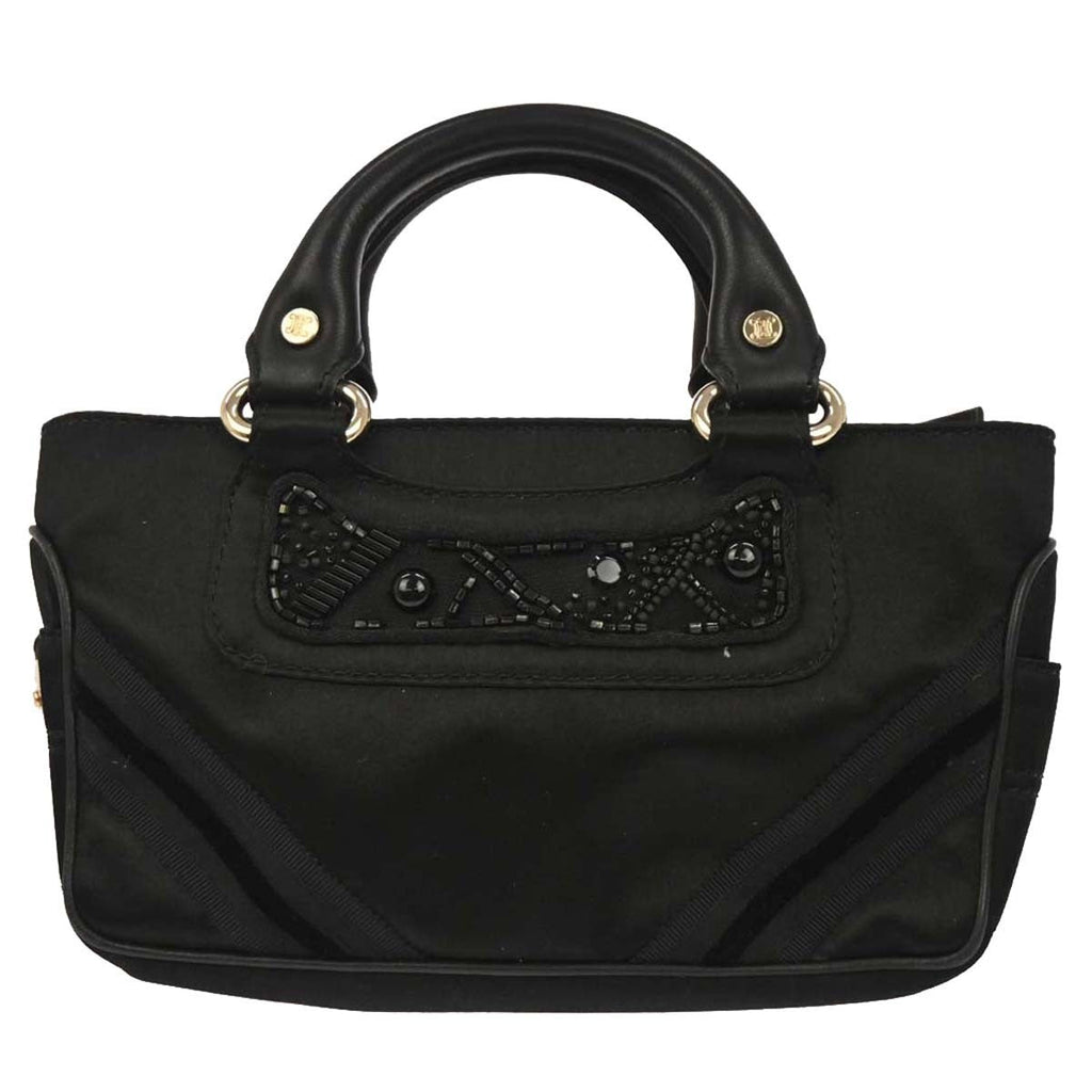 Celine Boogie Satchel Satin Black Satin Handbag (Authentic Pre-Loved)