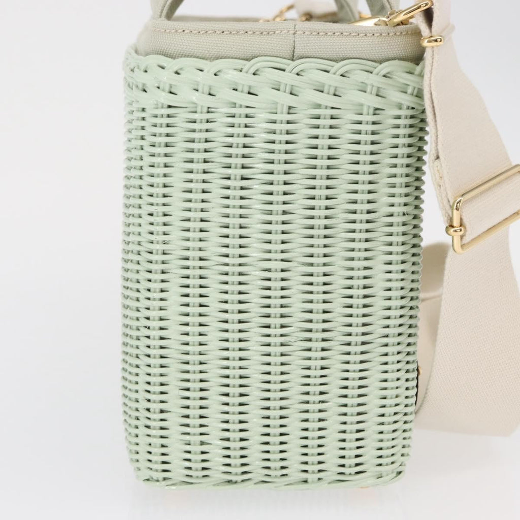 Prada Comic Basket Bag Wicker With Applique Green Wicker Handbag (Authentic Pre-Loved)