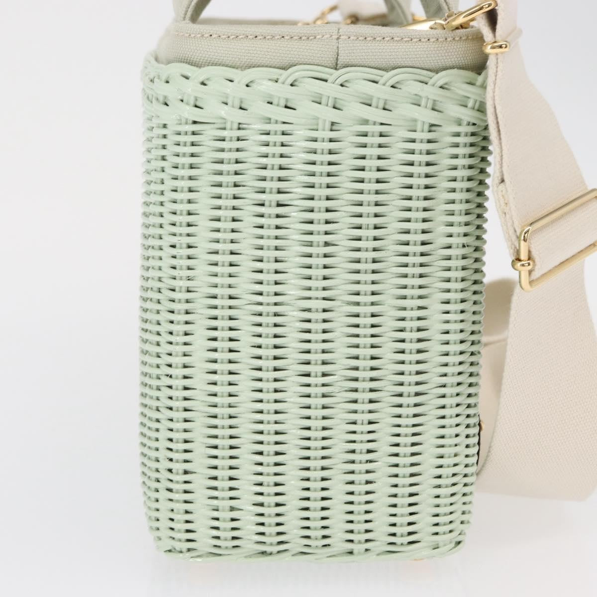 Prada Comic Basket Bag Wicker With Applique Green Wicker Handbag (Authentic Pre-Loved)