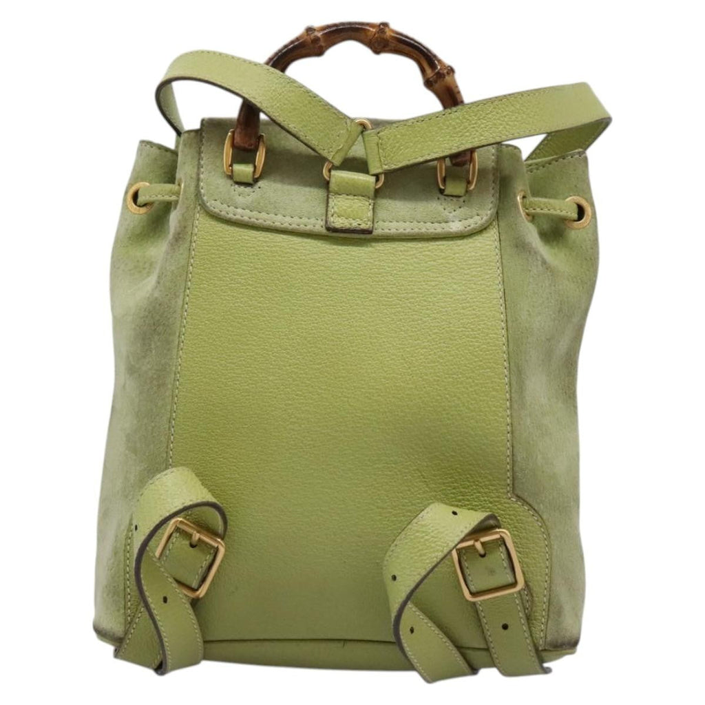 Gucci Gucci Bamboo Backpack Daim Green Suede Backpack Bag (Authentic Pre-Loved)