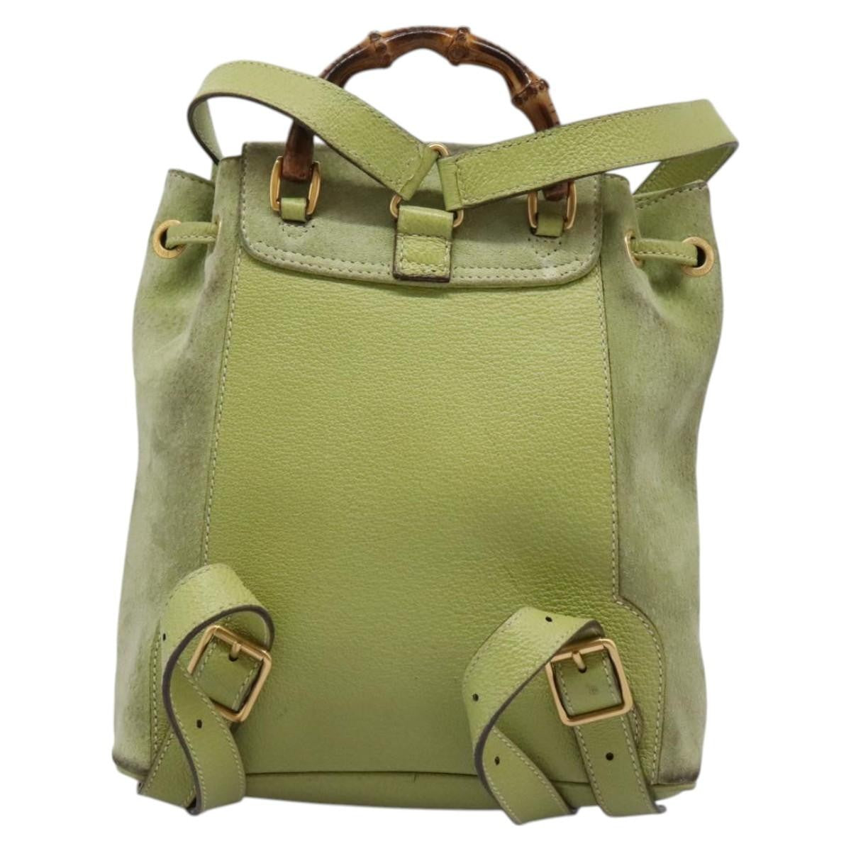 Gucci Gucci Bamboo Backpack Daim Green Suede Backpack Bag (Authentic Pre-Loved)