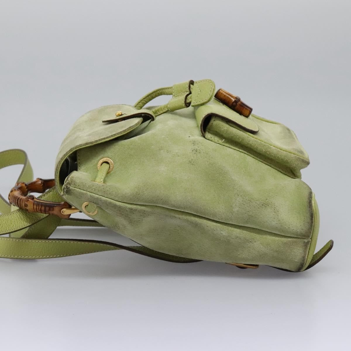 Gucci Gucci Bamboo Backpack Daim Green Suede Backpack Bag (Authentic Pre-Loved)