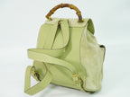 Gucci Vintage Bamboo Backpack Suede Green Suede Backpack Bag (Authentic Pre-Loved)