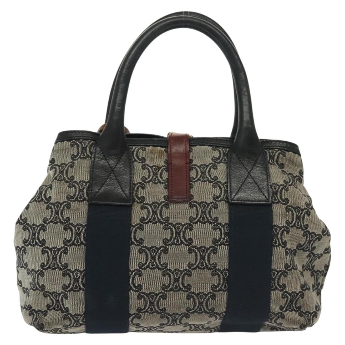 Celine Vintage Macadam Handbag Macadam Navy Canvas Bag (Authentic Pre-Loved)