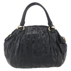 Prada Waves Hobo Leather And Tessuto Black Leather Handbag (Authentic Pre-Loved)