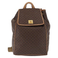 Celine Vintage Macadam Backpack Canvas And Leather Brown Canvas Backpack Bag (Authentic Pre-Loved)