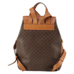 Celine Vintage Macadam Backpack Canvas And Leather Brown Canvas Backpack Bag (Authentic Pre-Loved)