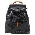 Gucci Vintage Bamboo Backpack Patent Black Patent_Leather Backpack Bag (Authentic Pre-Loved)